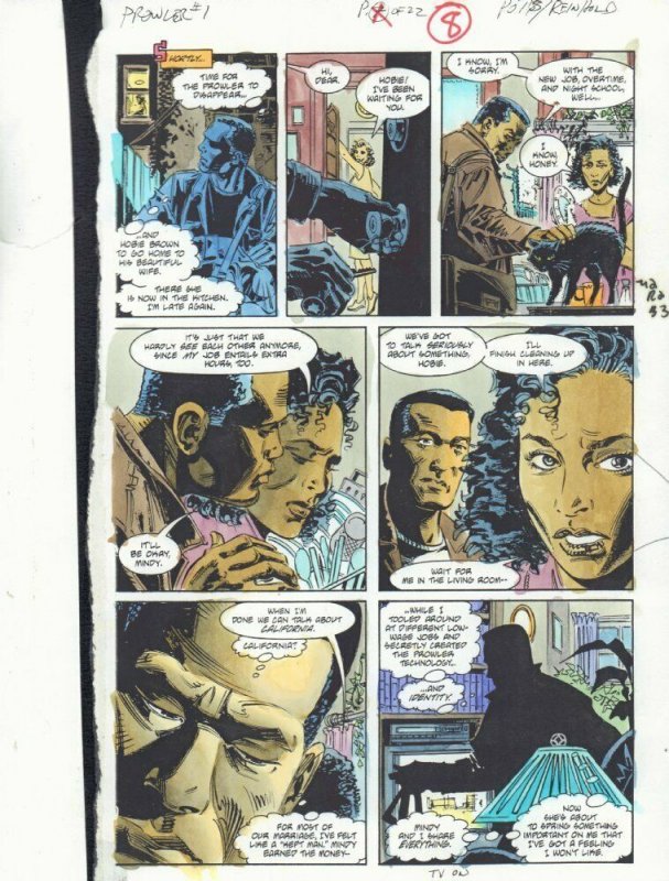 The Prowler #1 p.8 Color Guide Art - Hobie Brown and Mindy - 1994 by John Kalisz