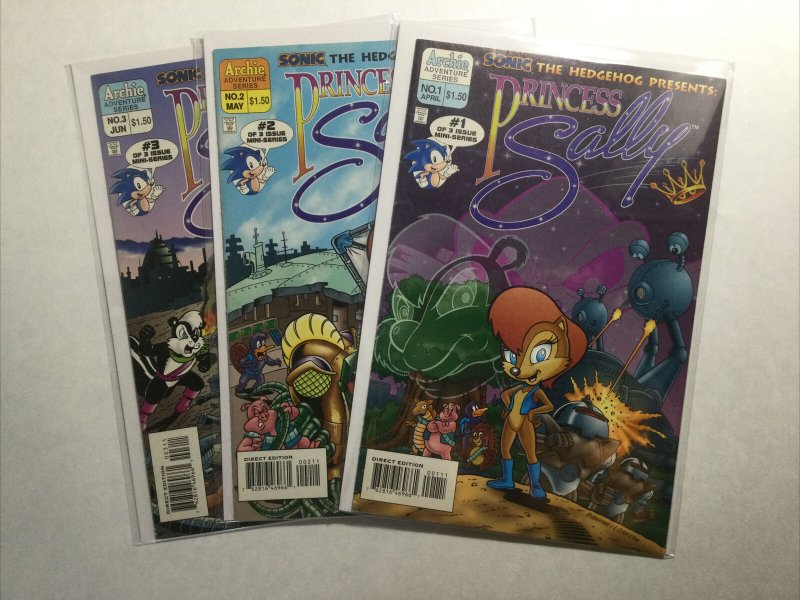 Princess Sally 1-3 1 2 3 Lot Run Set Very Fine- Vf- 7.5 Archie Comics