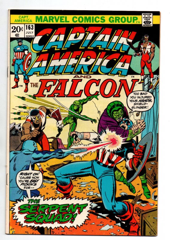 Captain America #163 - 1st appearance Serpent Squad - KEY - Falcon - 1973 - VF