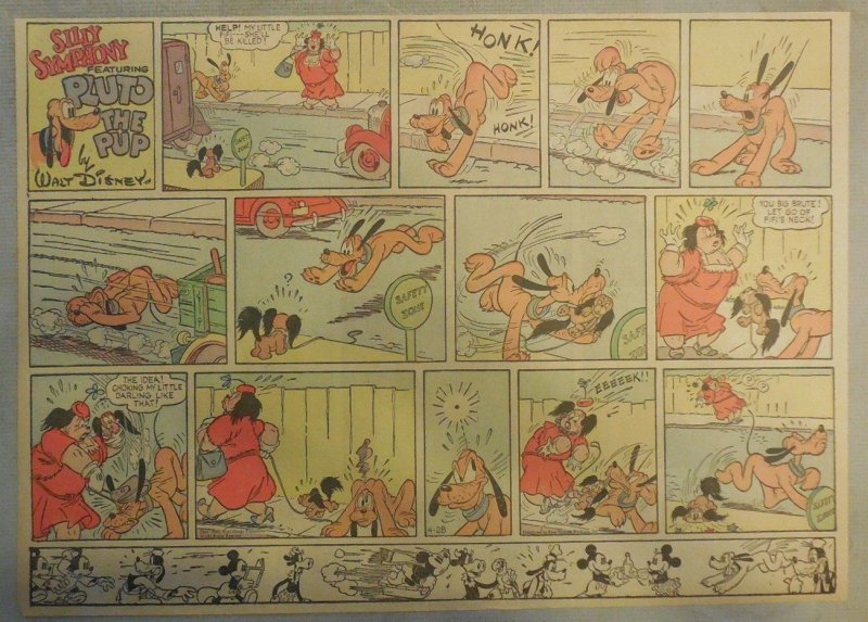 Pluto The Pup Sunday Page by Walt Disney from 4/28/1940 Half Page Size