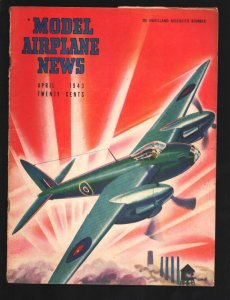 Model Airplane News 4/1943-De Havilland Mosquito Bomber pulp cover-Aviation s...