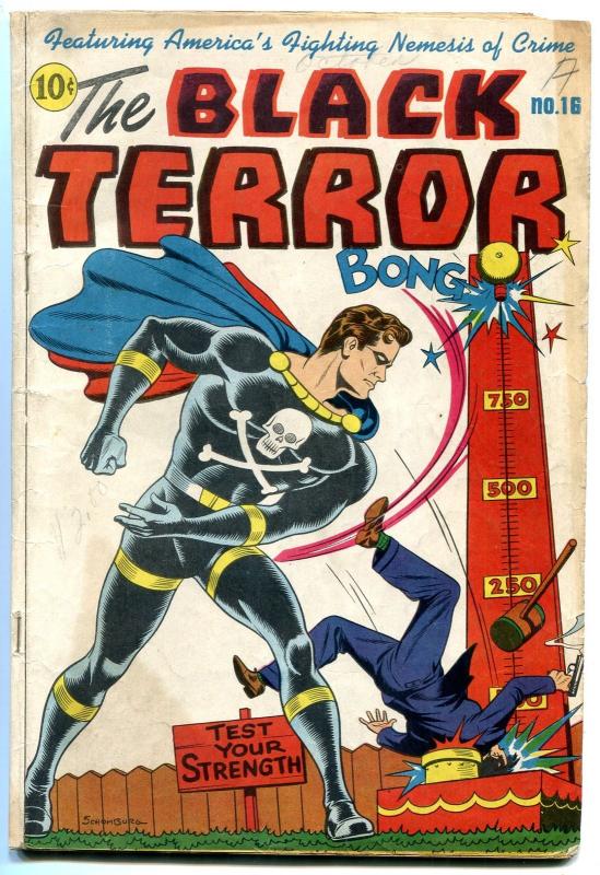 The Black Terror #16 1946-Schomburg Circus cover- Nedor Golden Age VG