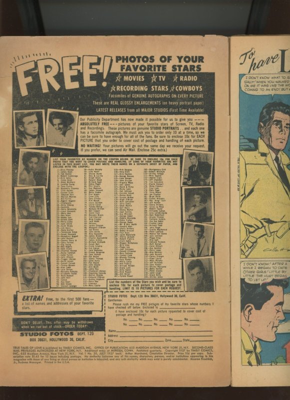 (1957) True Tales of Love #30: SILVER AGE ROMANCE! COMBINED SHIPPING! (5.0/5.5)
