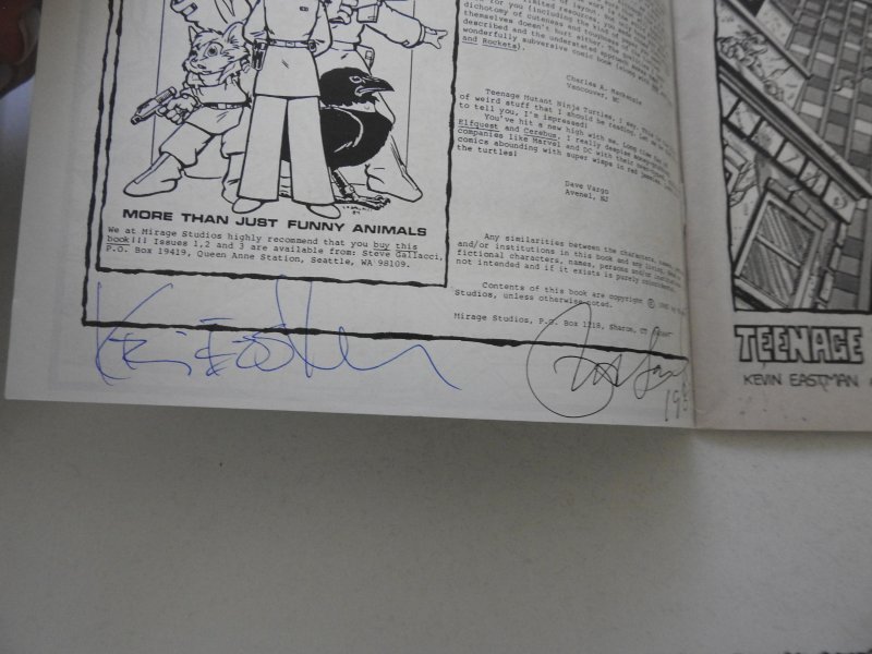 Teenage Mutant Ninja Turtles #4 (1985) 1st Print Signed Eastman and Laird NM-!!