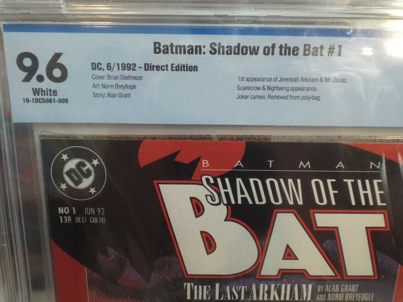 Shadow of the Bat #1 - CBCS 9.6 - NM+ - 1st App. Victor Zsasz - EXTRAS!