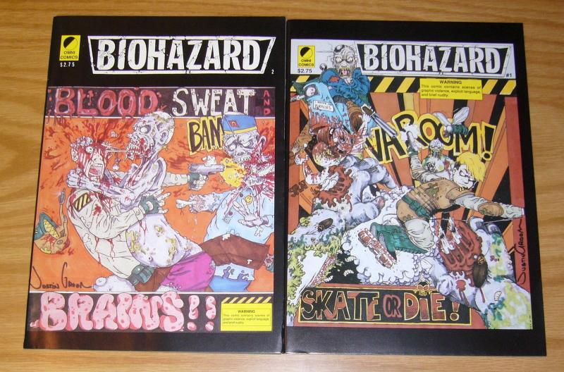 Biohazard #1-2 VF/NM complete series - omni comics - zombie horror set lot 1990