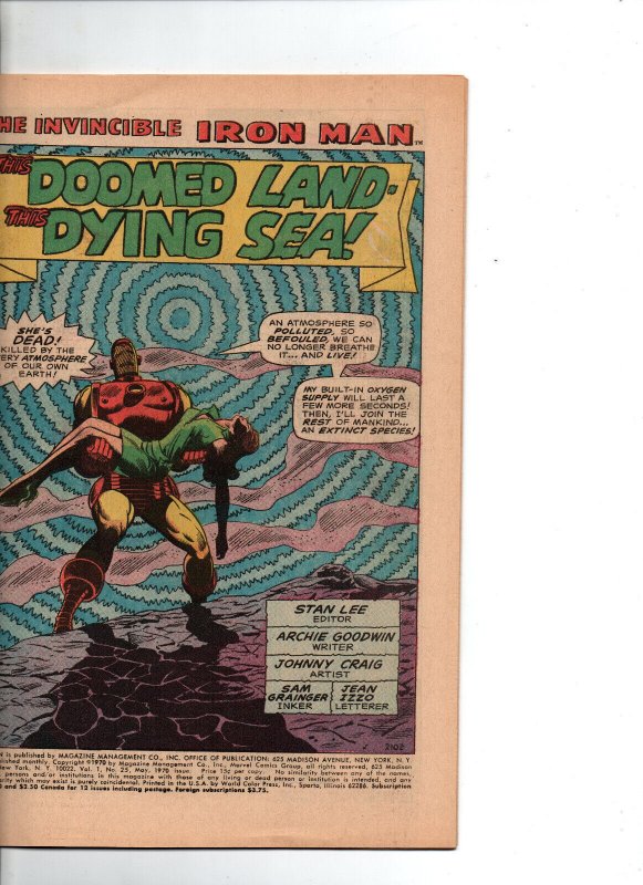 Invincible Iron Man #25 - vs Namor  - 1970 - FN/VF