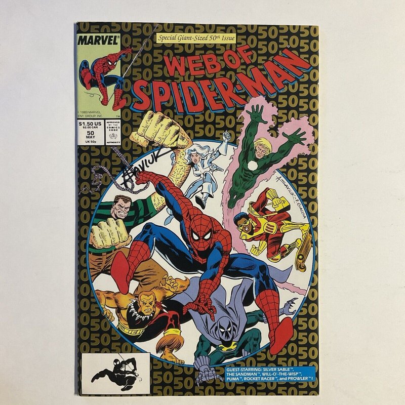 Web Of Spider-Man 50 1989 Signed by Alex Saviuk Marvel NM near mint