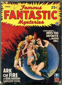 Famous Fantastic Mysteries Pulp March 1943- Ark of Fire- Austin Hall VG