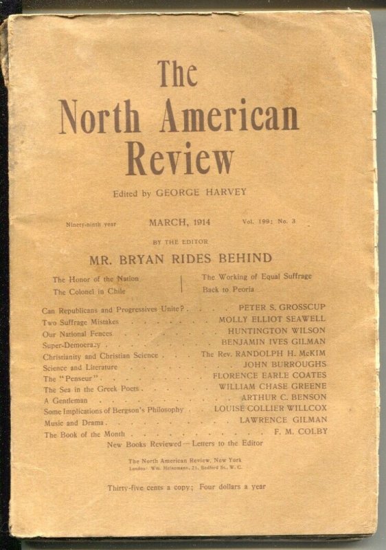 North American Review 3/1914-100+ years old-pulp format-G/VG