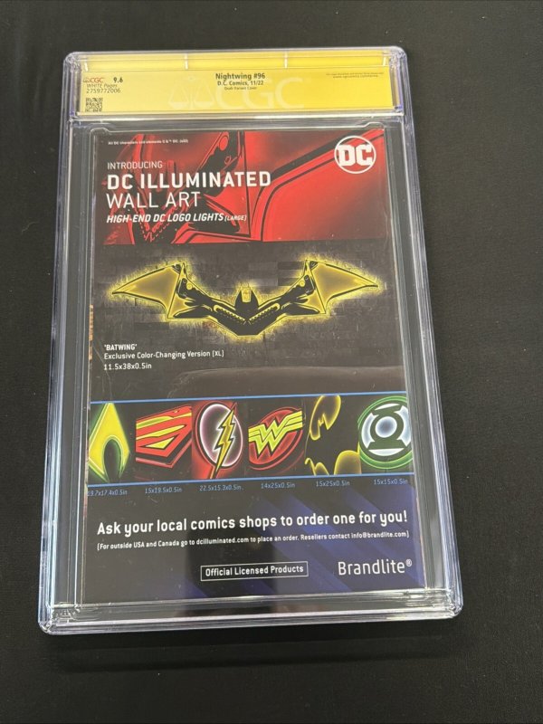 Nightwing #96 Alan Quah CGC 9.8 Gold Signed Alan Quah 2022