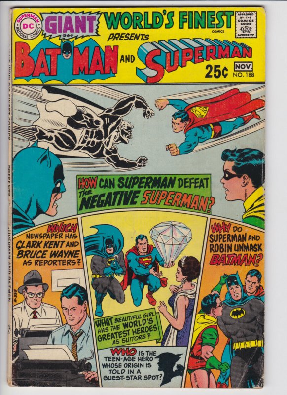 World's Finest #188 (Nov 1969) 3.5 VG- DC Giant Batman