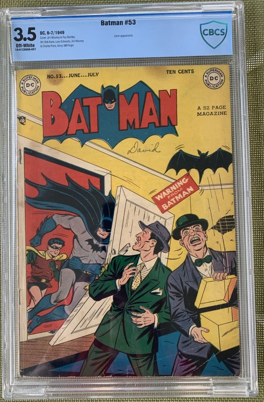 Batman #53 (1949) CBCS 3.5 -- Joker app; Bill Finger & Bob Kane story - Like CGC