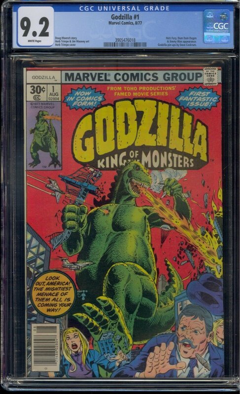 GODZILLA #1 CGC 9.2 1977 MARVEL WHITE PAGES 