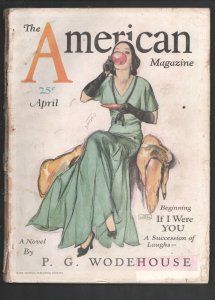 American Magazine 4/1931 -John LaGatta pin-up girl cover-P.G. Wodehouse-Berto...