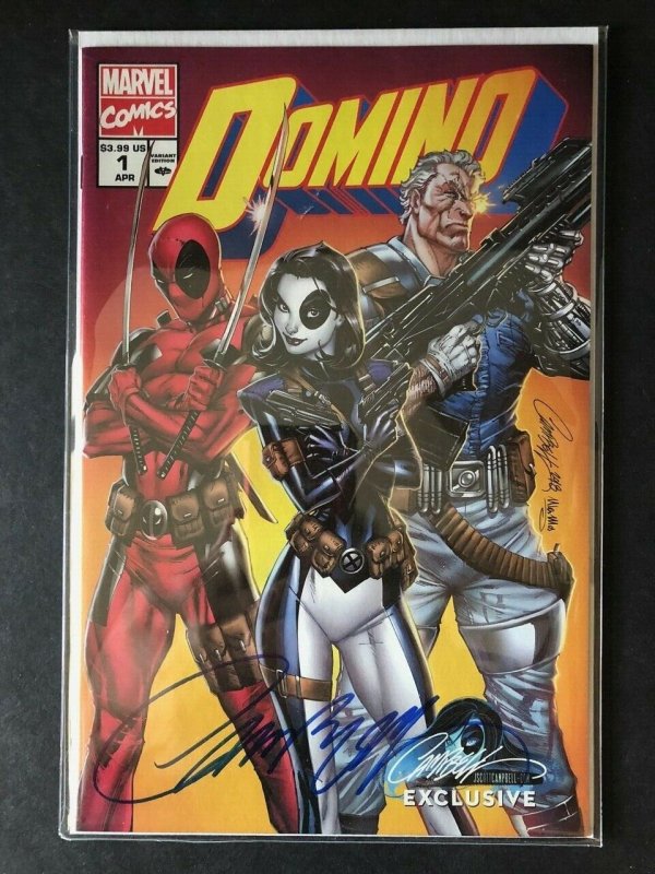 Marvel Domino 1B Signed J. Scott Campbell Variant w/ COA - Deadpool, Cable - NM+ 