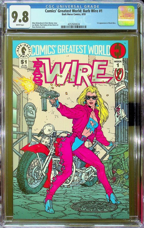 Comics' Greatest World: Steel Harbor-Barb Wire #1 (1993)-CGC 9.8-Cert#42...