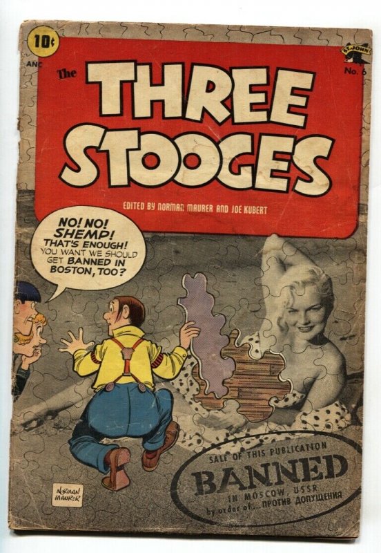 Three Stooges #6 1954- Partial photo cvr-Horror- St John Golden Age