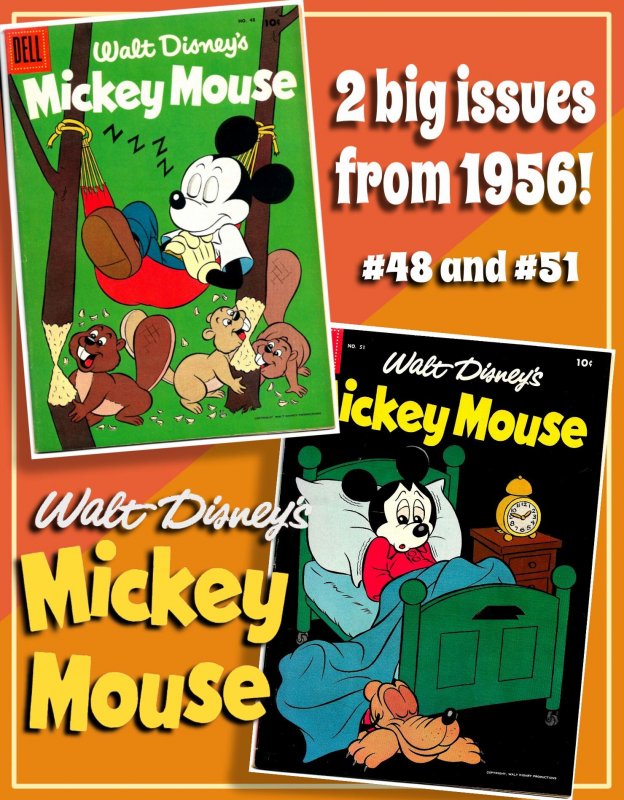 MICKEY MOUSE #48 & 51 (1956) Dell Comics 7.0 FN/VF  MURRY! BRADBURY! STROBL!