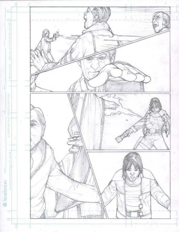 Battlestar Galactica #4 pg11 Original Penciled art ALEX SANCHEZ Starbuck & Adama 