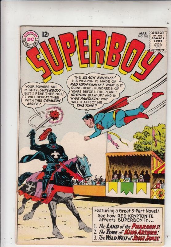 Superboy #103 strict VG/FN+ 5.5  Appearance - King Arthur, Jesse James