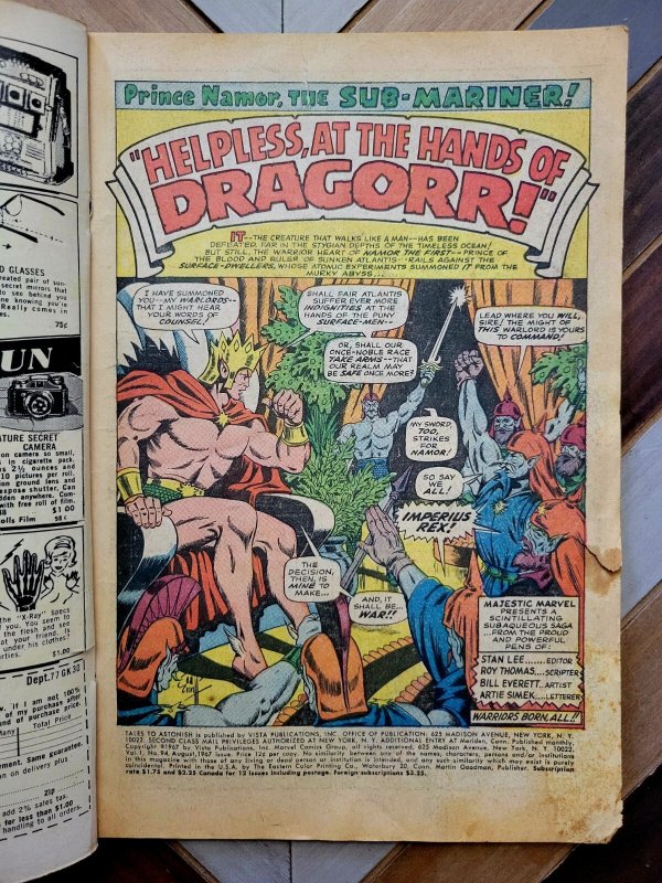 Tales To Astonish #94 GD+ 2.5 (Marvel 1967) SUB-MARINER/HULK + HIGH EVOLUTIONARY