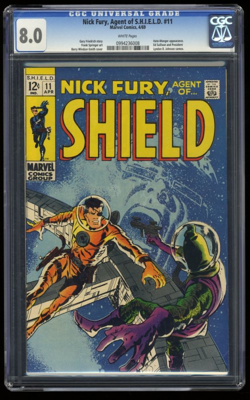 Nick Fury, Agent of SHIELD #11 CGC VF 8.0 White Pages