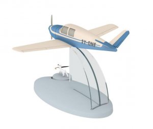 Avion Tintin con figura Milu: avion BEECHCRAFT 35 BONANZA del album El asunto...