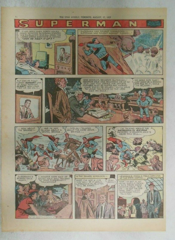 Superman Sunday Page #929 by Wayne Boring from 8/18/1957 Size ~11 x 15 inches