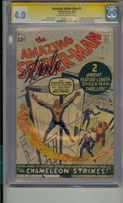 AMAZING SPIDER-MAN #1 CGC 4.0 SS SIGNED STAN LEE