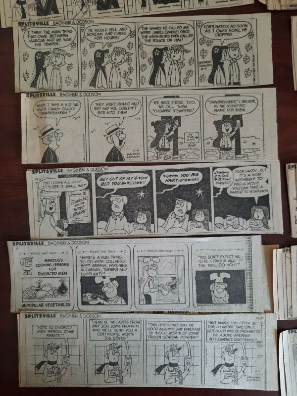 60X Splitsville Baginski & Dodson News Paper Comic Strip 1980 lot 7 x 2.5  