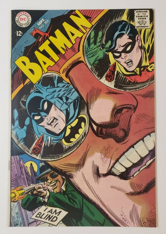 Batman #205 Blind As A Bat! DC Comics Silver Age 1968 Batman, Robin VF+