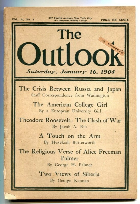 Outlook 1/16/1904- American College Girl- Roosevelt VG