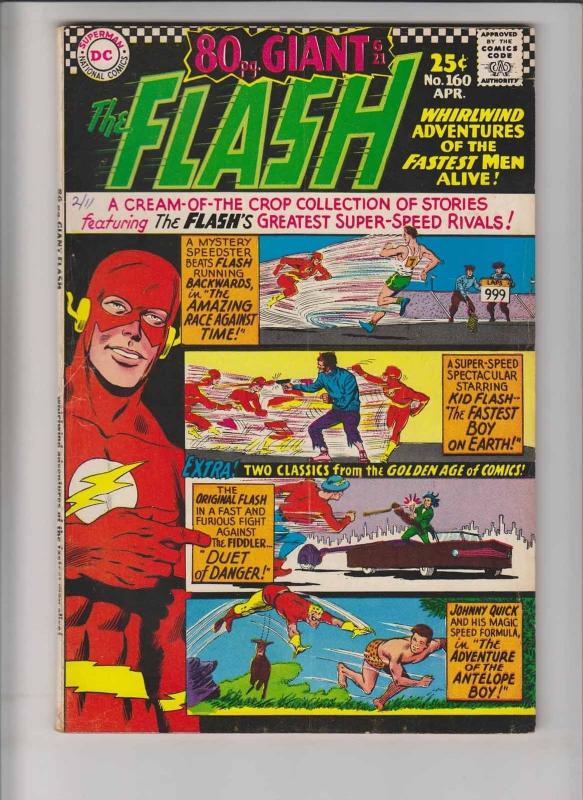 Flash #160 FN- silver age dc comics 1966 - 80 PAGE GIANT (G-21) johnny quick