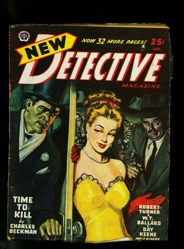 New Detective Pulp January 1947- Gun Moll Cover- Crime Fiction- VG/FN