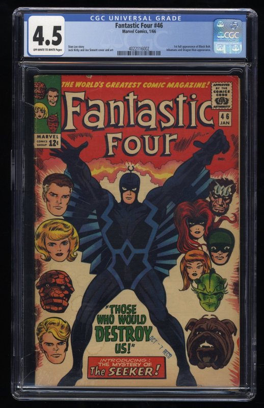 Fantastic Four #46 CGC VG+ 4.5 Off White to White 1st Black Bolt 2nd Inhumans!