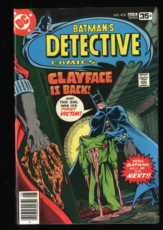 Detective Comics #478 VF 8.0 Clayface is Back!