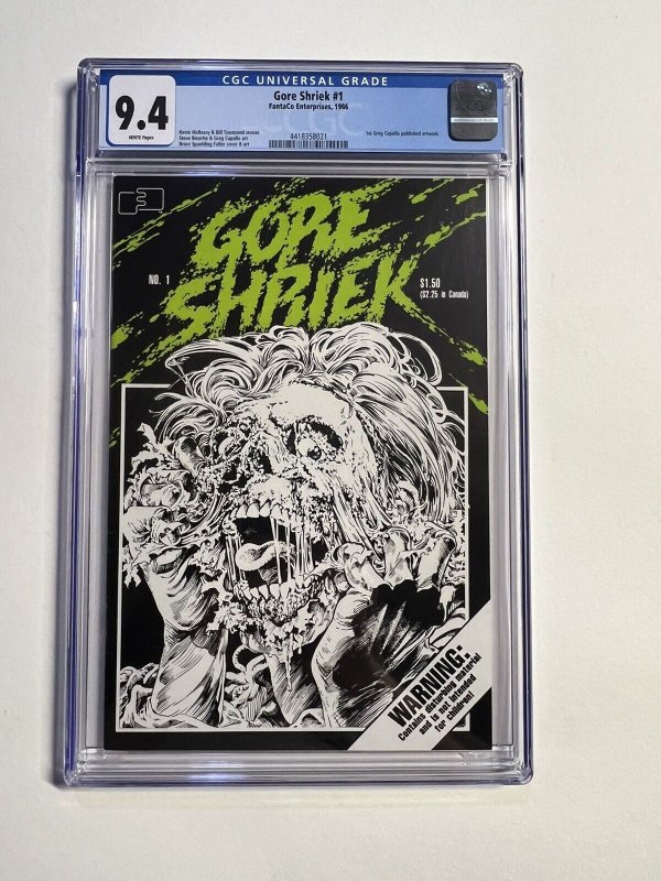 Gore Shriek 1 Cgc 9.4 Fantaco 1986 1st Greg Capullo Published Art