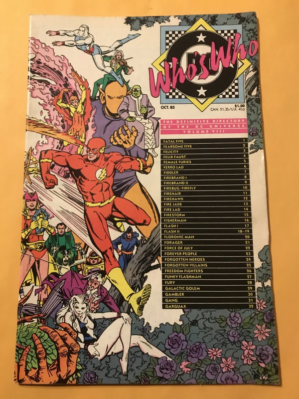 DEFINITIVE DIRECTORY OF DC UNIVERSE #8 : 10/85 Fn+; Who’s who, Flash, Gambler