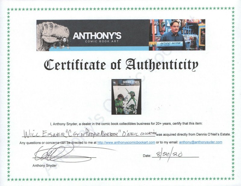 Will Eisner City People Notebook 1989 - Dennis O'Neil File Copy