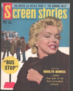 MAG: Screen Stories 8/1956-Marilyn Monroe cover-Bus Stop-High Society-Bin...