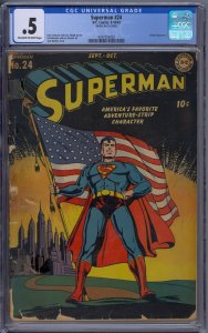 Superman #24 1943 DC Comics CGC .5 classic flag cover