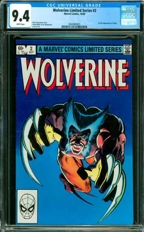 Wolverine Limited Series #2 CGC Graded 9.4 1st full appearance of Yukio.