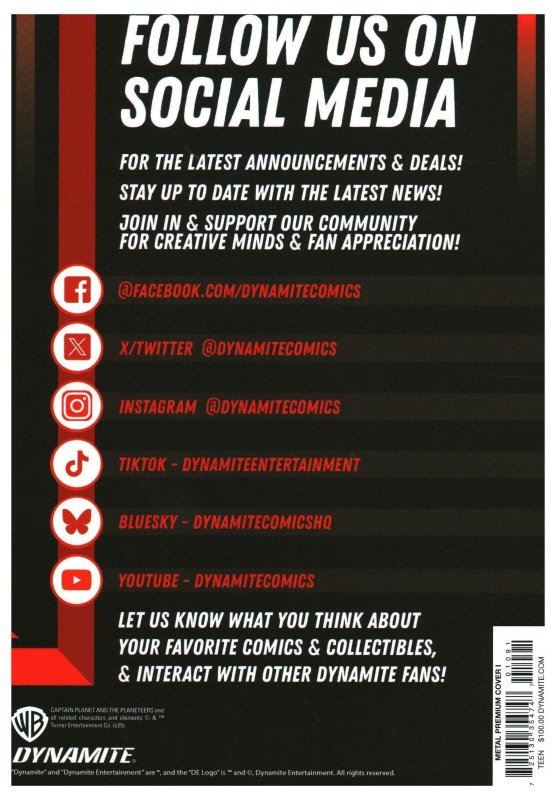 Captain Planet #1 2025 Mark Spears Dynamic Forces Metal Cover COA Dynamite EB234