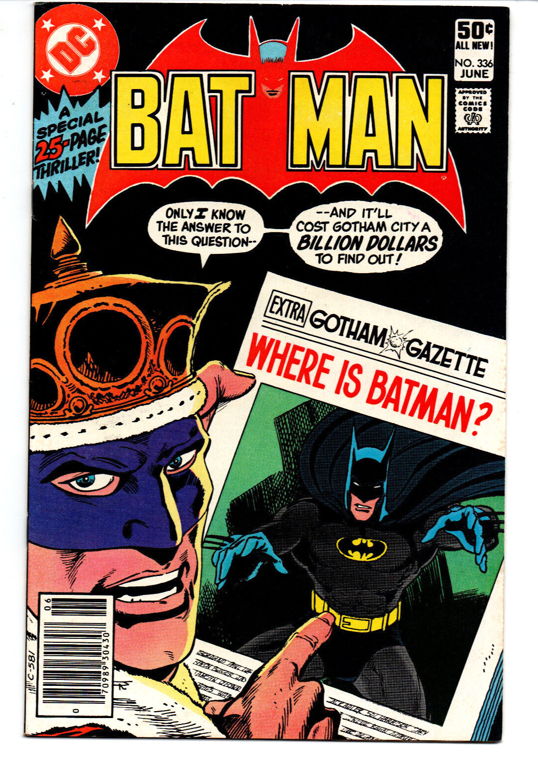 Batman #336 newsstand - Cluemaster - 1981 - VF/NM | Comic Books - Bronze  Age, DC Comics, Batman, Superhero / HipComic