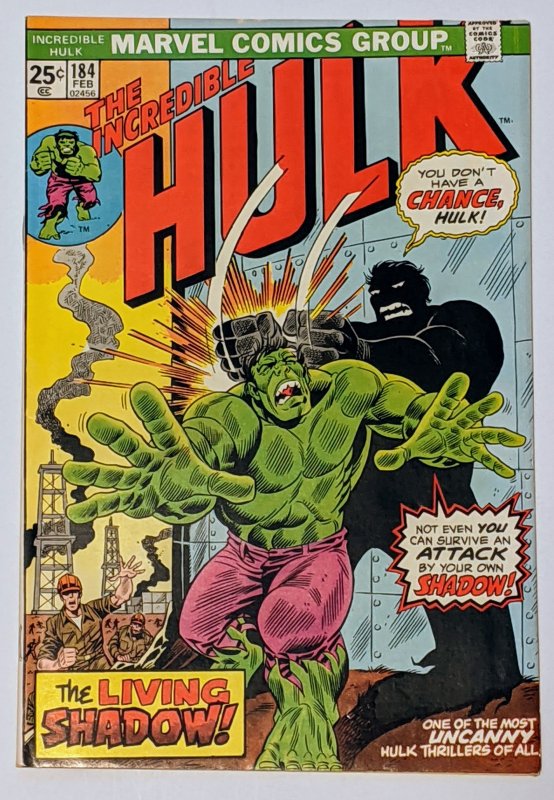 The Incredible Hulk #184 (Feb 1975, Marvel) F/VF 7.0 Warlord Kaa appearance