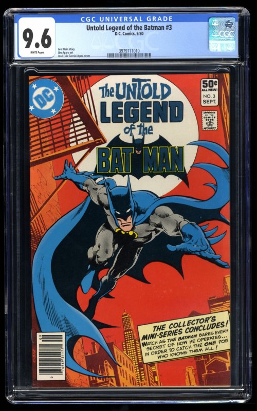 Untold Legend of Batman #3 CGC NM+ 9.6 White Pages Jim Aparo Art!