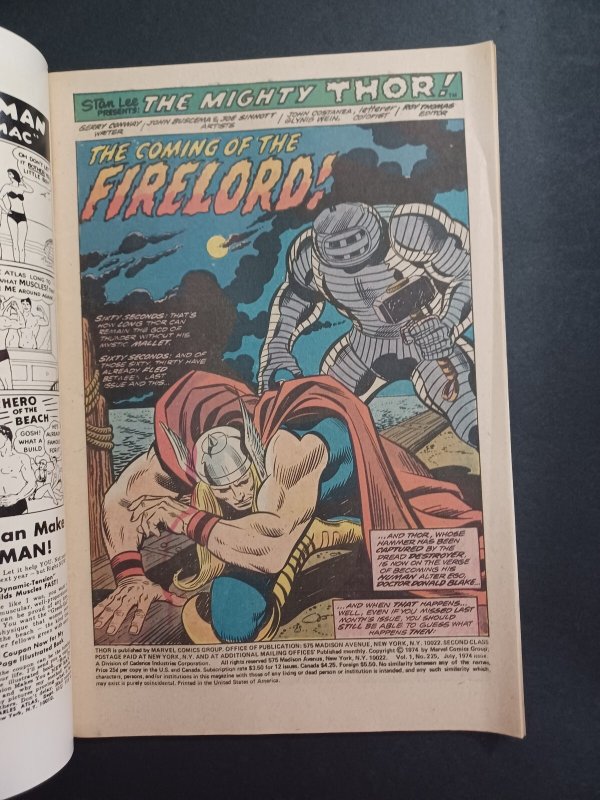 The Mighty Thor #225 - 1st App Firelord MVS Intact - KEY - 1974 - (-VF)