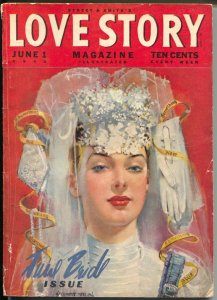 Love Story 6/1/1940-Modest Stein classic bride cover-pulp romance stories-VG