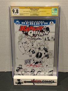 Harley Quinn # 1 CGC 9.8 Painted Visions Sketch DC 2016 SS Triple Signed [GC42]